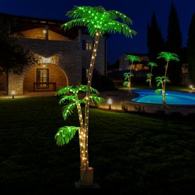 Lighted Palm Tree, 7FT Palm Trees for Outside Patio, Christmas Palm Tree Decor, Waterproof Windproof Solar Light Up Tree (qty: 1-pack)