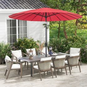 9 Feet Round Patio Umbrella with 18 Fiberglass Ribs (Color: wine)