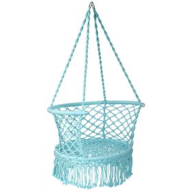 Hanging Hammock Chair with 330 Pounds Capacity and Cotton Rope Handwoven Tassels Design (Color: Turquoise)